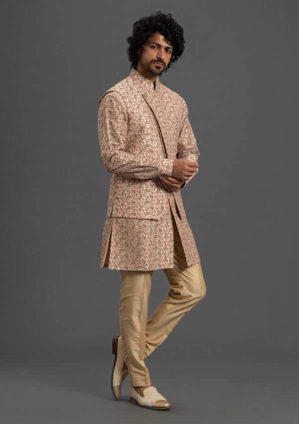 Beige Printed Fabric Kurta