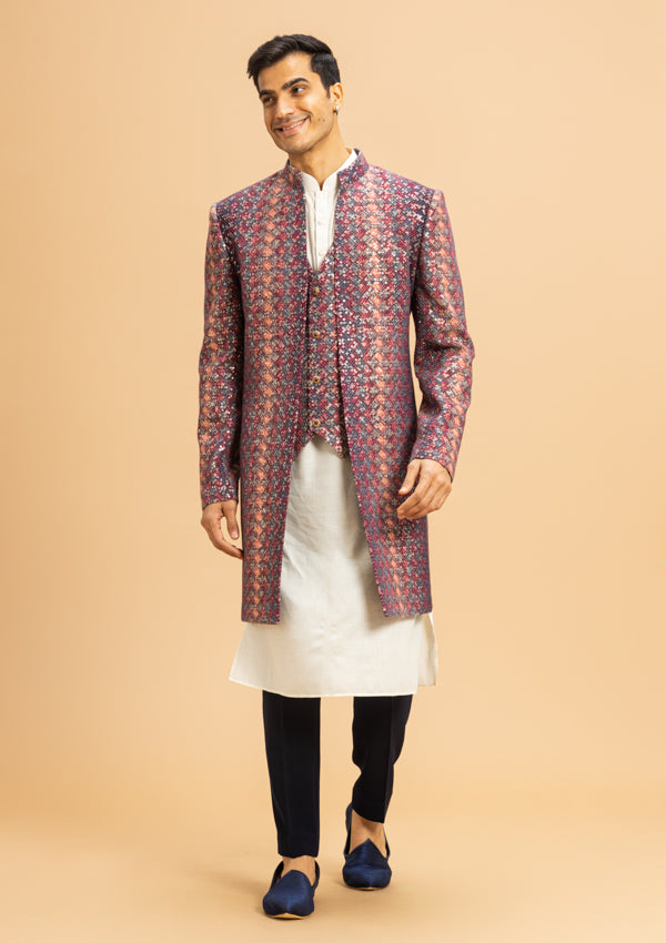 Multicolour Lucknowi Indowestern With Threadwork