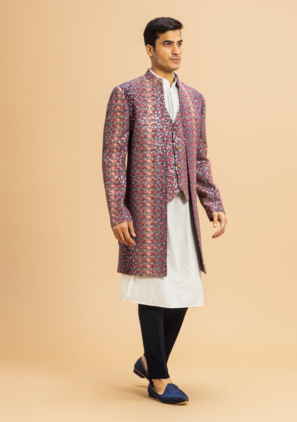 Multicolour Lucknowi Indowestern With Threadwork