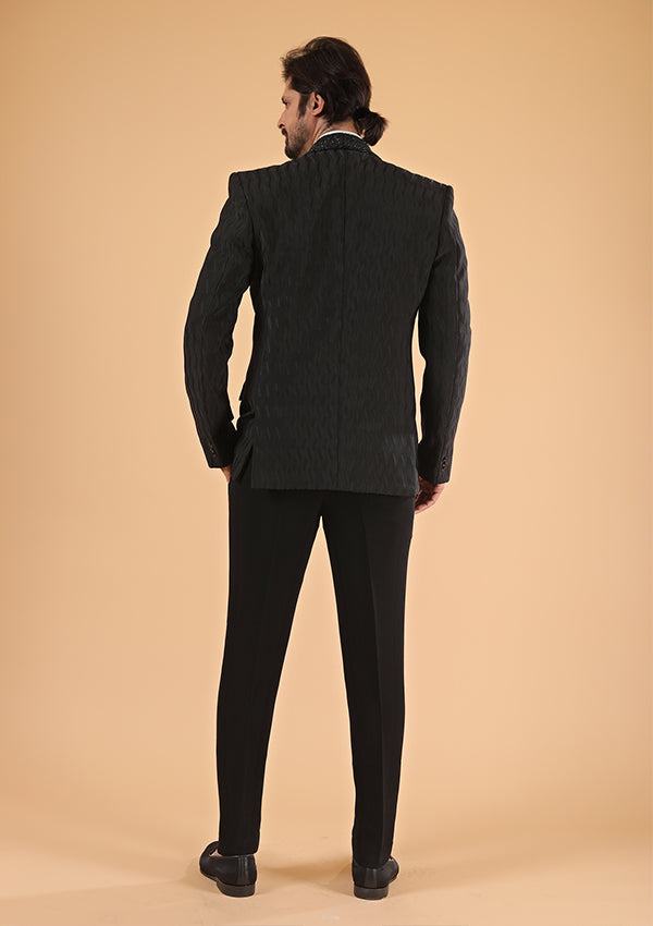 Black Polyviscose suit with Cut Moti Work