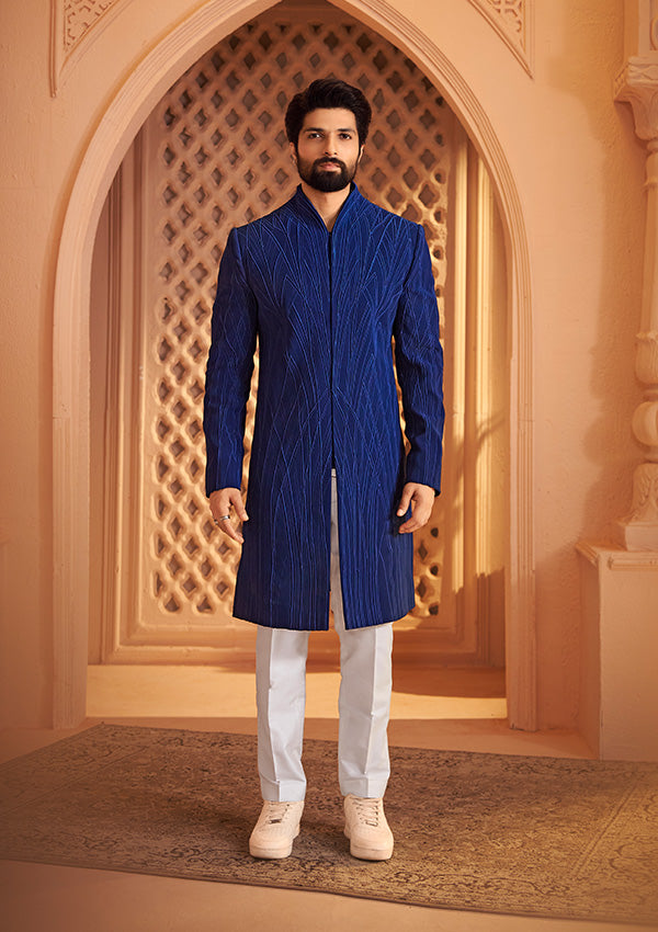 indo western dresses for cocktail party men Blue Indowestern for men,indowestern sherwani,indo western dress for men,mens indowestern,groom wedding sherwani,mens sherwani for wedding
