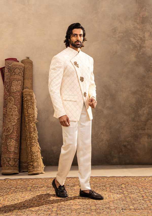 Poly Viscose Jodhpuri Set with Elegant Thread and Tiki Detailing