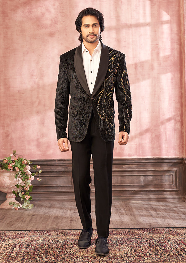 Black Snake Finish Suit with Zardosi with Cutdana Work