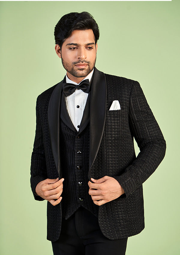 Black Suit with Net Fabric