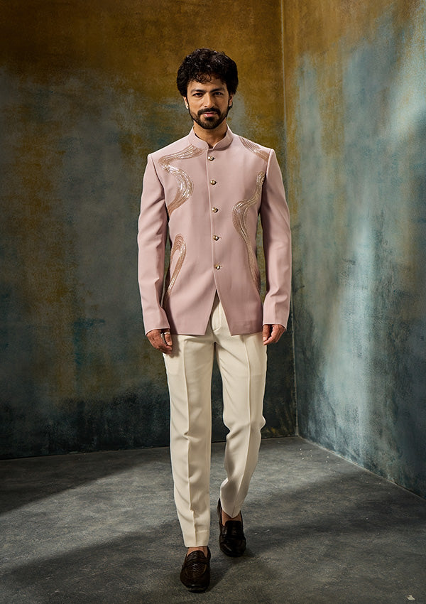 Pink Poly Viscose Jodhpuri Trouser with Cutdana Work