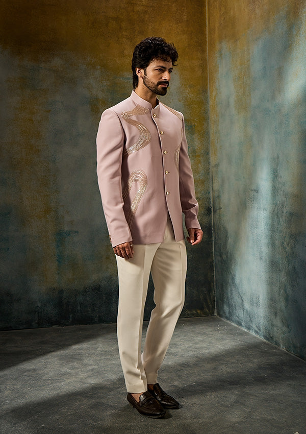 Pink Poly Viscose Jodhpuri Trouser with Cutdana Work