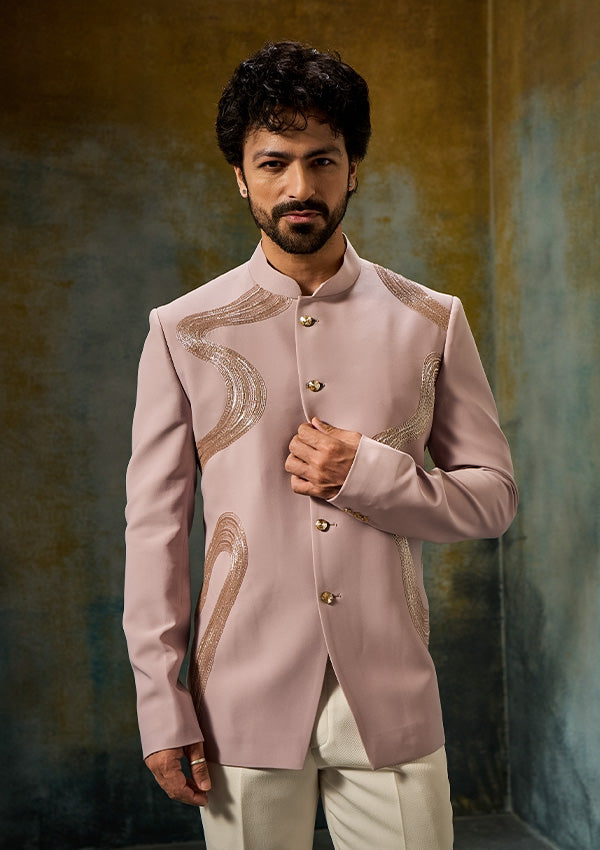 Pink Poly Viscose Jodhpuri Trouser with Cutdana Work