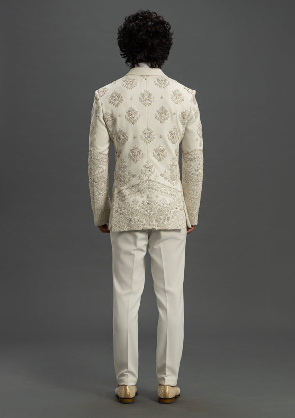 White Leather Embroidery Suit