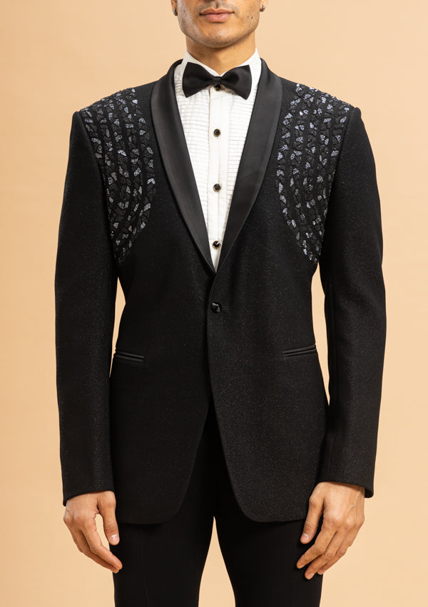Black Italian Shimmer Fabric Suit