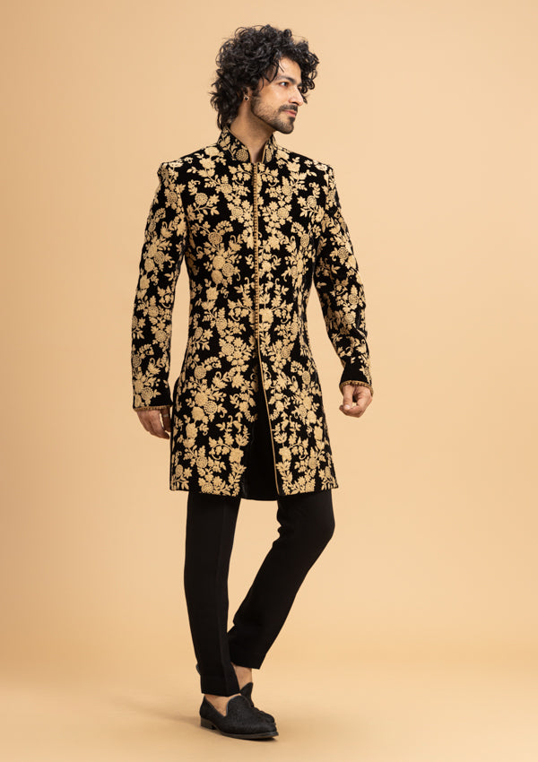 black and gold indo western dress Regal Black Indo Western Dress
