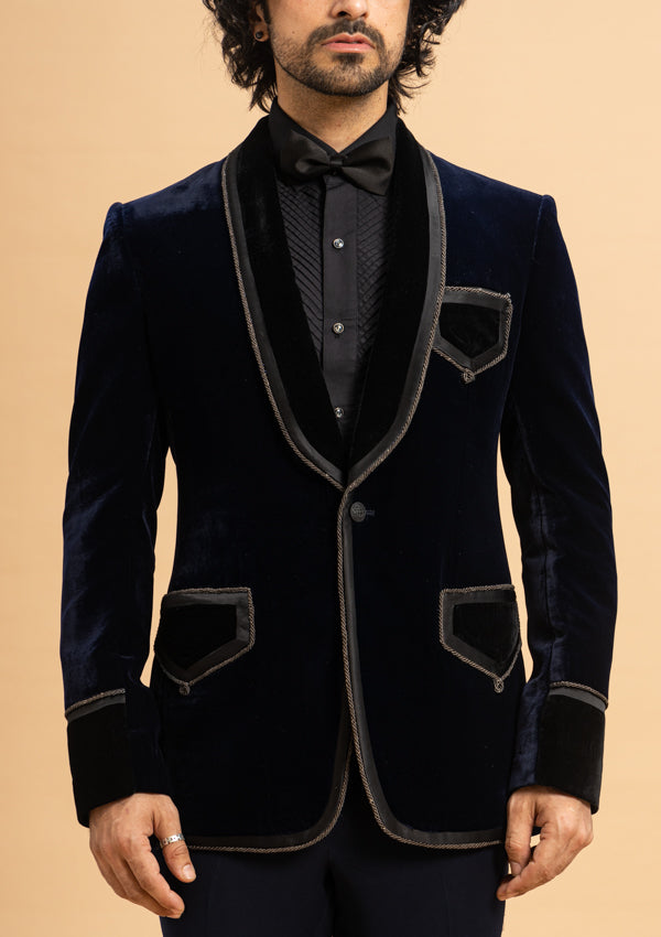 Blue Pleated Blazer Suit